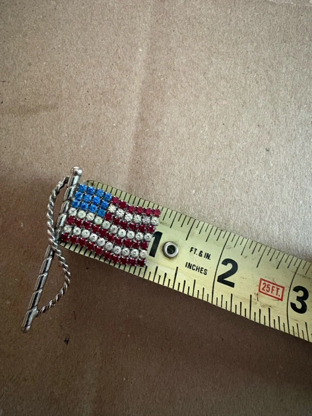 Rhinestone American Flag Pin - Red, White & Blue - Picture 4 of 4